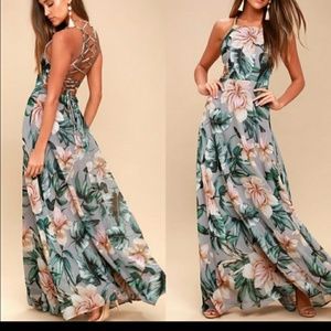 Lulu's Love Abloom Lace-up Maxi Dress